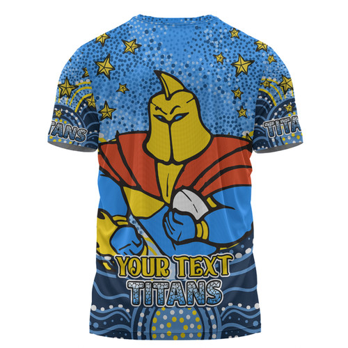 Gold Coast Titans Custom T-shirt - Custom With Aboriginal Inspired Style Of Dot Painting Patterns  T-shirt Gold Coast Titans Custom T-shirt - Custom With Aboriginal Inspired Style Of Dot Painting Patterns  T-shirt