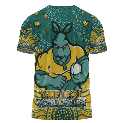 Australia Wallabies Custom T-shirt - Custom With Aboriginal Inspired Style Of Dot Painting Patterns  T-shirt Australia Wallabies Custom T-shirt - Custom With Aboriginal Inspired Style Of Dot Painting Patterns  T-shirt