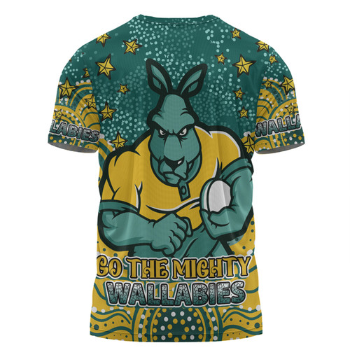 Australia Wallabies Custom T-shirt - Custom With Aboriginal Inspired Style Of Dot Painting Patterns  T-shirt Australia Wallabies Custom T-shirt - Custom With Aboriginal Inspired Style Of Dot Painting Patterns  T-shirt
