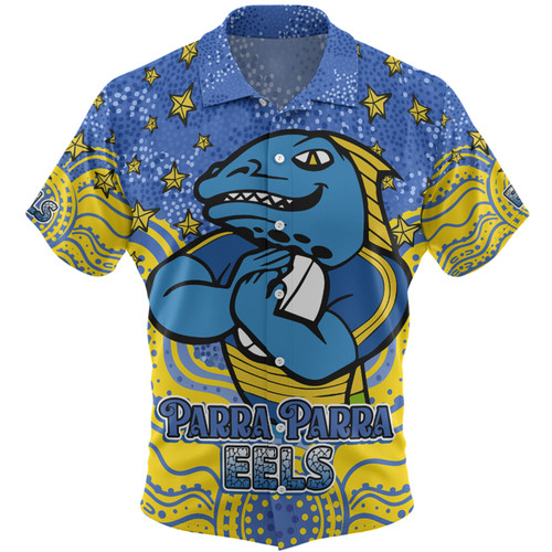 Parramatta Eels Custom Hawaiian Shirt - Custom With Aboriginal Inspired Style Of Dot Painting Patterns  Hawaiian Shirt