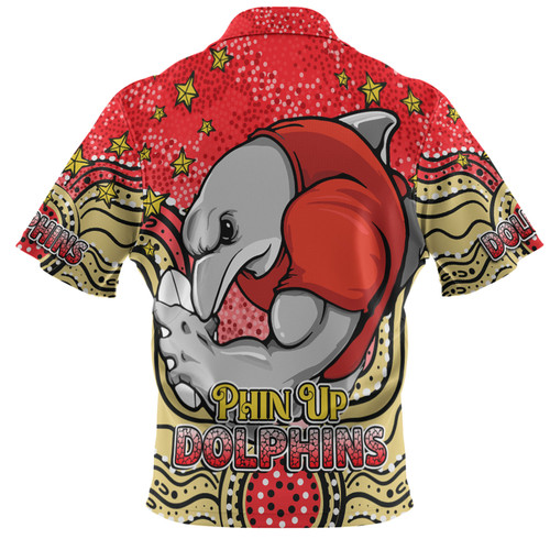 Redcliffe Dolphins Custom Hawaiian Shirt - Custom With Aboriginal Inspired Style Of Dot Painting Patterns  Hawaiian Shirt Redcliffe Dolphins Custom Hawaiian Shirt - Custom With Aboriginal Inspired Style Of Dot Painting Patterns  Hawaiian Shirt