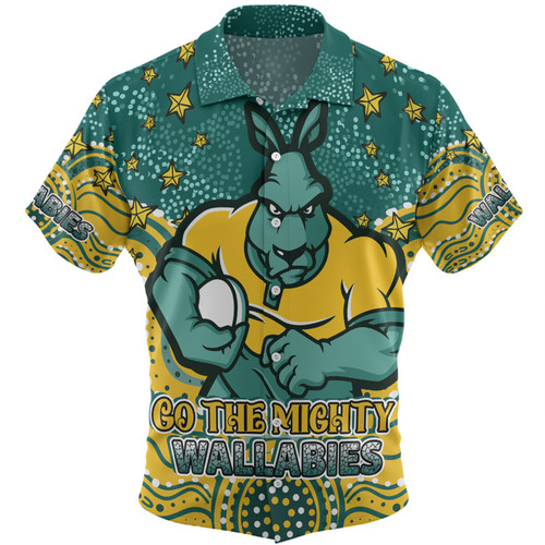 Australia Wallabies Custom Hawaiian Shirt - Custom With Aboriginal Inspired Style Of Dot Painting Patterns  Hawaiian Shirt