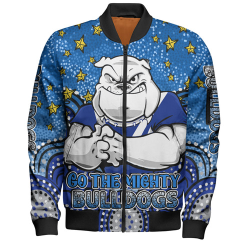 Canterbury-Bankstown Bulldogs Custom Bomber Jacket - Custom With Aboriginal Inspired Style Of Dot Painting Patterns  Bomber Jacket