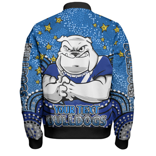 Canterbury-Bankstown Bulldogs Custom Bomber Jacket - Custom With Aboriginal Inspired Style Of Dot Painting Patterns  Bomber Jacket