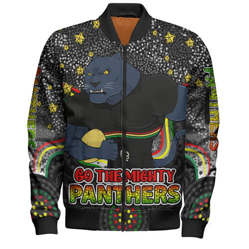 Penrith Panthers Custom Bomber Jacket - Custom With Aboriginal Inspired Style Of Dot Painting Patterns  Bomber Jacket