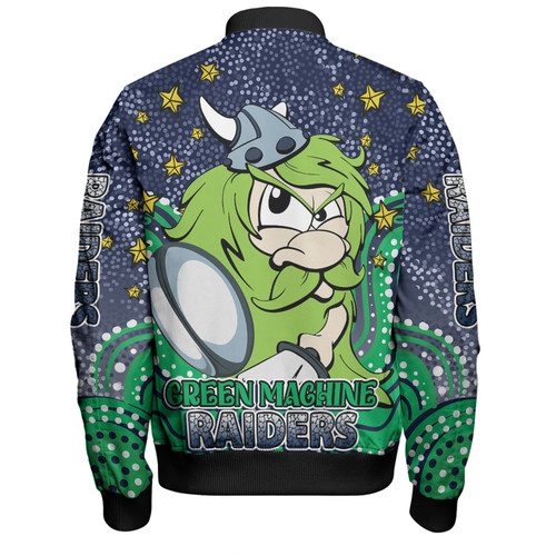 Canberra Raiders Custom Bomber Jacket - Custom With Aboriginal Inspired Style Of Dot Painting Patterns  Bomber Jacket Canberra Raiders Custom Bomber Jacket - Custom With Aboriginal Inspired Style Of Dot Painting Patterns  Bomber Jacket