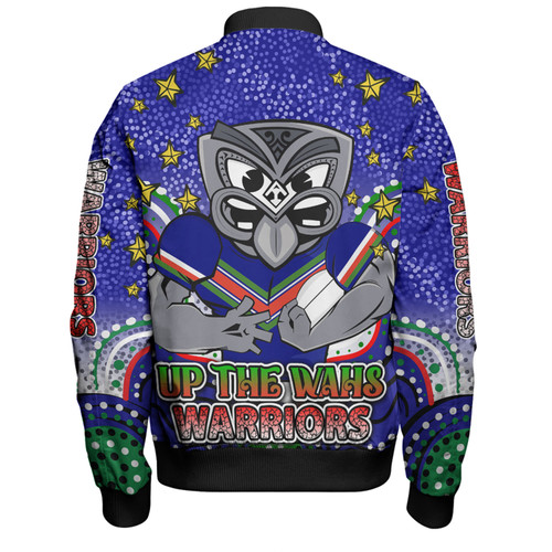 New Zealand Warriors Custom Bomber Jacket - Custom With Aboriginal Inspired Style Of Dot Painting Patterns  Bomber Jacket