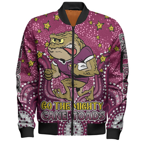 Queensland Cane Toads Custom Bomber Jacket - Custom With Aboriginal Inspired Style Of Dot Painting Patterns  Bomber Jacket
