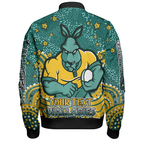 Australia Wallabies Custom Bomber Jacket - Custom With Aboriginal Inspired Style Of Dot Painting Patterns  Bomber Jacket Australia Wallabies Custom Bomber Jacket - Custom With Aboriginal Inspired Style Of Dot Painting Patterns  Bomber Jacket
