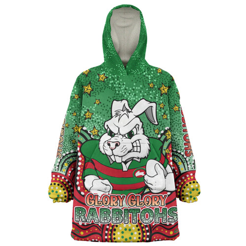 South Sydney Rabbitohs Snug Hoodie - Custom With Aboriginal Inspired Style Of Dot Painting Patterns  Snug Hoodie