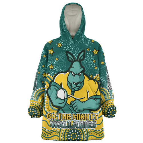 Australia Wallabies Custom Snug Hoodie - Custom With Aboriginal Inspired Style Of Dot Painting Patterns  Snug Hoodie