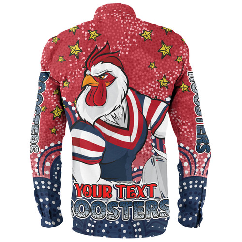 Sydney Roosters Custom Long Sleeve Shirt - Custom With Aboriginal Inspired Style Of Dot Painting Patterns  Long Sleeve Shirt Sydney Roosters Custom Long Sleeve Shirt - Custom With Aboriginal Inspired Style Of Dot Painting Patterns  Long Sleeve Shirt