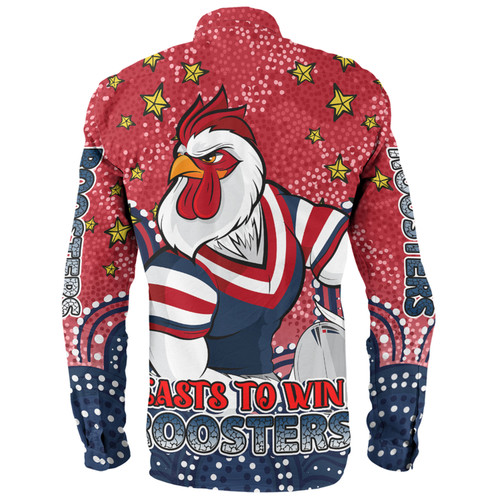 Sydney Roosters Custom Long Sleeve Shirt - Custom With Aboriginal Inspired Style Of Dot Painting Patterns  Long Sleeve Shirt Sydney Roosters Custom Long Sleeve Shirt - Custom With Aboriginal Inspired Style Of Dot Painting Patterns  Long Sleeve Shirt