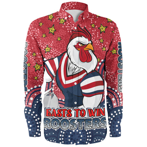Sydney Roosters Custom Long Sleeve Shirt - Custom With Aboriginal Inspired Style Of Dot Painting Patterns  Long Sleeve Shirt Sydney Roosters Custom Long Sleeve Shirt - Custom With Aboriginal Inspired Style Of Dot Painting Patterns  Long Sleeve Shirt