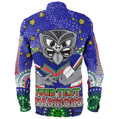 New Zealand Warriors Custom Long Sleeve Shirt - Custom With Aboriginal Inspired Style Of Dot Painting Patterns  Long Sleeve Shirt