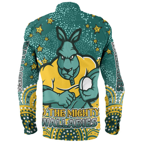 Australia Wallabies Custom Long Sleeve Shirt - Custom With Aboriginal Inspired Style Of Dot Painting Patterns  Long Sleeve Shirt Australia Wallabies Custom Long Sleeve Shirt - Custom With Aboriginal Inspired Style Of Dot Painting Patterns  Long Sleeve Shirt