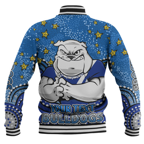 Canterbury-Bankstown Bulldogs Custom Baseball Jacket - Custom With Aboriginal Inspired Style Of Dot Painting Patterns  Baseball Jacket Canterbury-Bankstown Bulldogs Custom Baseball Jacket - Custom With Aboriginal Inspired Style Of Dot Painting Patterns  Baseball Jacket
