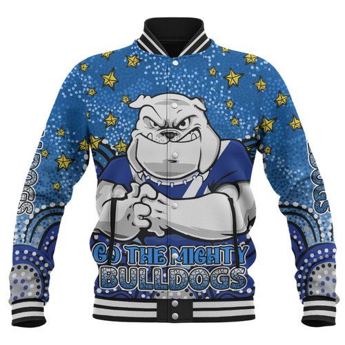 Canterbury-Bankstown Bulldogs Custom Baseball Jacket - Custom With Aboriginal Inspired Style Of Dot Painting Patterns  Baseball Jacket