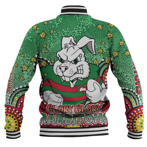 South Sydney Rabbitohs Baseball Jacket - Custom With Aboriginal Inspired Style Of Dot Painting Patterns  Baseball Jacket South Sydney Rabbitohs Baseball Jacket - Custom With Aboriginal Inspired Style Of Dot Painting Patterns  Baseball Jacket