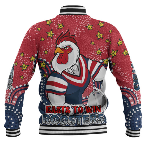 Sydney Roosters Custom Baseball Jacket - Custom With Aboriginal Inspired Style Of Dot Painting Patterns  Baseball Jacket