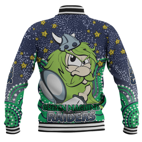 Canberra Raiders Custom Baseball Jacket - Custom With Aboriginal Inspired Style Of Dot Painting Patterns  Baseball Jacket Canberra Raiders Custom Baseball Jacket - Custom With Aboriginal Inspired Style Of Dot Painting Patterns  Baseball Jacket