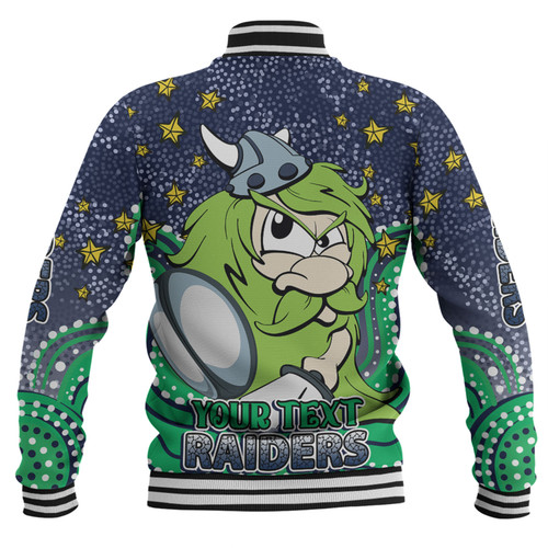 Canberra Raiders Custom Baseball Jacket - Custom With Aboriginal Inspired Style Of Dot Painting Patterns  Baseball Jacket Canberra Raiders Custom Baseball Jacket - Custom With Aboriginal Inspired Style Of Dot Painting Patterns  Baseball Jacket
