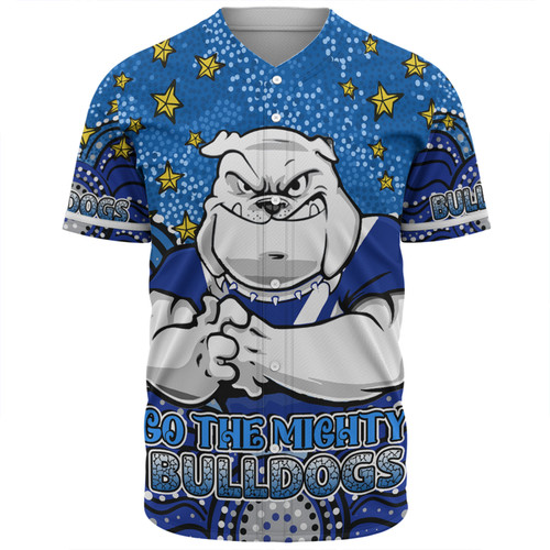 Canterbury-Bankstown Bulldogs Custom Baseball Shirt - Custom With Aboriginal Inspired Style Of Dot Painting Patterns  Baseball Shirt