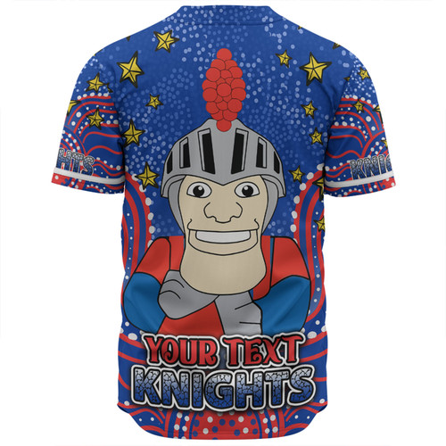 Newcastle Knights Custom Baseball Shirt - Custom With Aboriginal Inspired Style Of Dot Painting Patterns  Baseball Shirt Newcastle Knights Custom Baseball Shirt - Custom With Aboriginal Inspired Style Of Dot Painting Patterns  Baseball Shirt