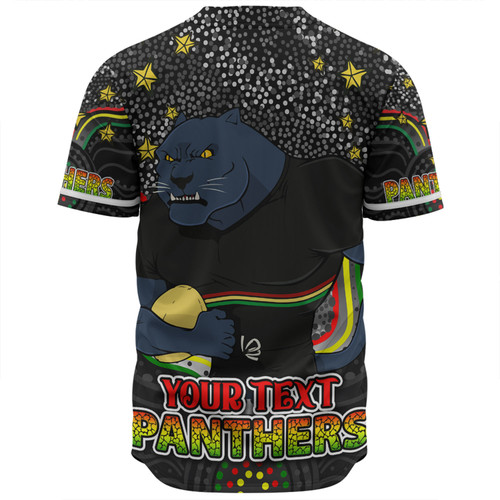 Penrith Panthers Custom Baseball Shirt - Custom With Aboriginal Inspired Style Of Dot Painting Patterns  Baseball Shirt Penrith Panthers Custom Baseball Shirt - Custom With Aboriginal Inspired Style Of Dot Painting Patterns  Baseball Shirt