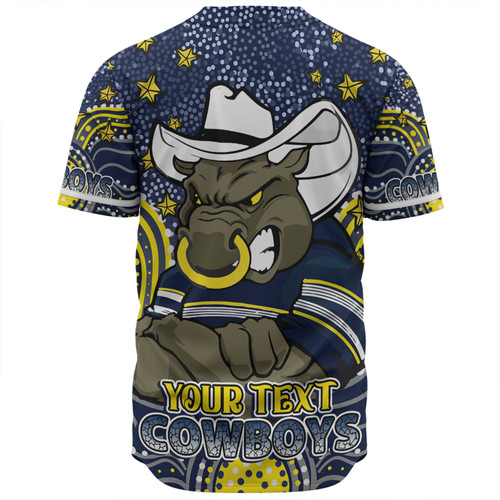 North Queensland Cowboys Custom Baseball Shirt - Custom With Aboriginal Inspired Style Of Dot Painting Patterns  Baseball Shirt North Queensland Cowboys Custom Baseball Shirt - Custom With Aboriginal Inspired Style Of Dot Painting Patterns  Baseball Shirt