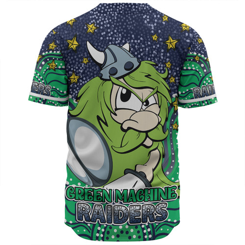 Canberra Raiders Custom Baseball Shirt - Custom With Aboriginal Inspired Style Of Dot Painting Patterns  Baseball Shirt Canberra Raiders Custom Baseball Shirt - Custom With Aboriginal Inspired Style Of Dot Painting Patterns  Baseball Shirt