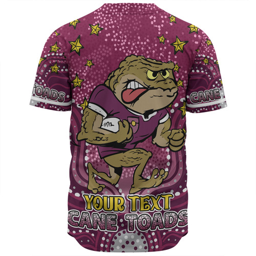 Queensland Cane Toads Custom Baseball Shirt - Custom With Aboriginal Inspired Style Of Dot Painting Patterns  Baseball Shirt Queensland Cane Toads Custom Baseball Shirt - Custom With Aboriginal Inspired Style Of Dot Painting Patterns  Baseball Shirt