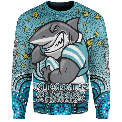 Cronulla-Sutherland Sharks Custom Sweatshirt - Custom With Aboriginal Inspired Style Of Dot Painting Patterns  Sweatshirt