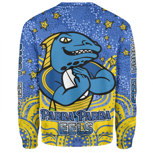 Parramatta Eels Custom Sweatshirt - Custom With Aboriginal Inspired Style Of Dot Painting Patterns  Sweatshirt Parramatta Eels Custom Sweatshirt - Custom With Aboriginal Inspired Style Of Dot Painting Patterns  Sweatshirt