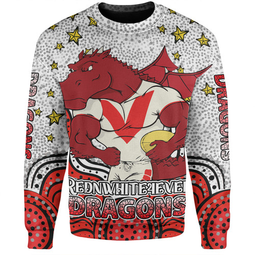 St. George Illawarra Dragons Custom Sweatshirt - Custom With Aboriginal Inspired Style Of Dot Painting Patterns  Sweatshirt