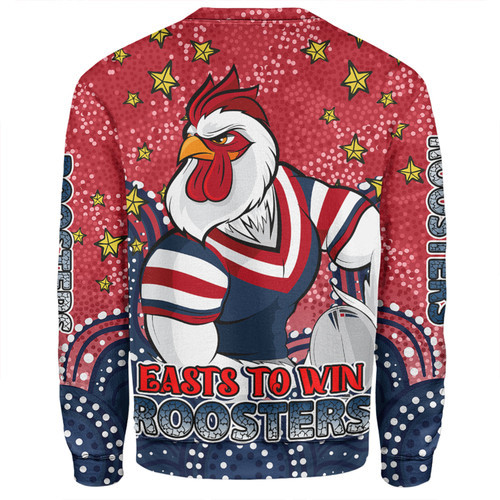 Sydney Roosters Custom Sweatshirt - Custom With Aboriginal Inspired Style Of Dot Painting Patterns  Sweatshirt