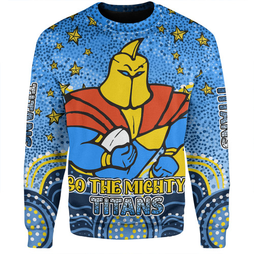 Gold Coast Titans Custom Sweatshirt - Custom With Aboriginal Inspired Style Of Dot Painting Patterns  Sweatshirt