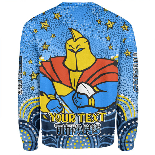 Gold Coast Titans Custom Sweatshirt - Custom With Aboriginal Inspired Style Of Dot Painting Patterns  Sweatshirt