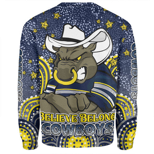 North Queensland Cowboys Custom Sweatshirt - Custom With Aboriginal Inspired Style Of Dot Painting Patterns  Sweatshirt