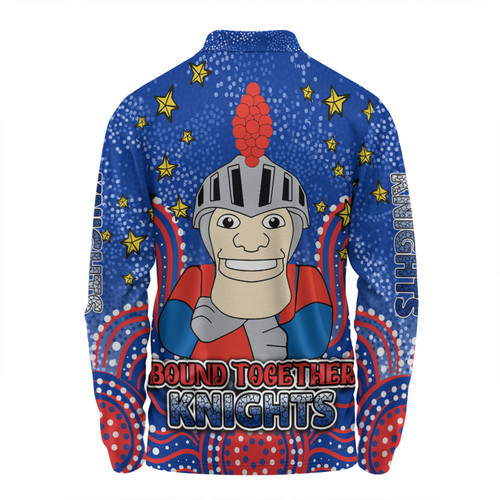 Newcastle Knights Custom Long Sleeve Polo Shirt - Custom With Aboriginal Inspired Style Of Dot Painting Patterns  Long Sleeve Polo Shirt Newcastle Knights Custom Long Sleeve Polo Shirt - Custom With Aboriginal Inspired Style Of Dot Painting Patterns  Long Sleeve Polo Shirt
