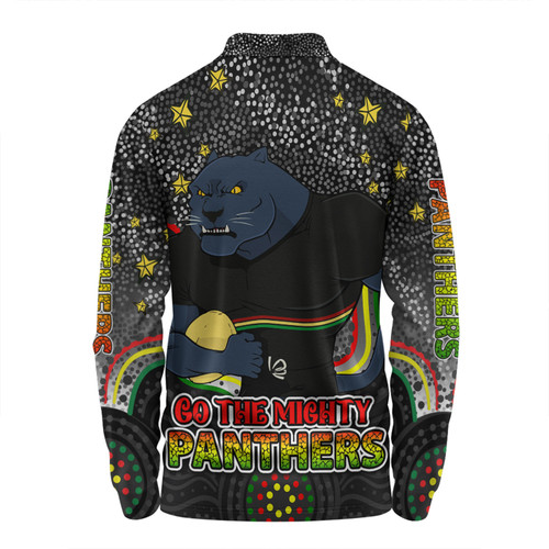 Penrith Panthers Custom Long Sleeve Polo Shirt - Custom With Aboriginal Inspired Style Of Dot Painting Patterns  Long Sleeve Polo Shirt Penrith Panthers Custom Long Sleeve Polo Shirt - Custom With Aboriginal Inspired Style Of Dot Painting Patterns  Long Sleeve Polo Shirt