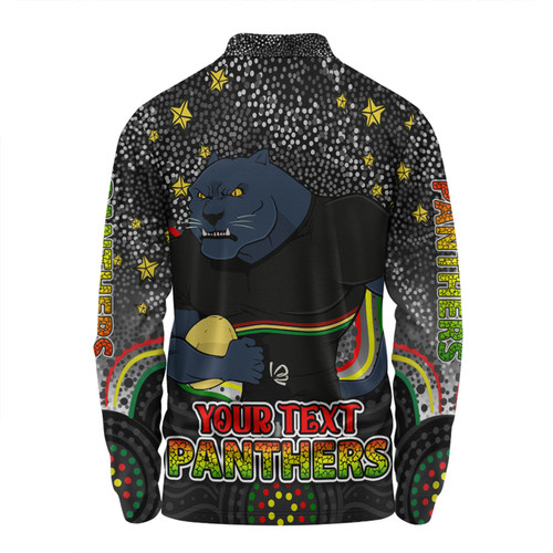 Penrith Panthers Custom Long Sleeve Polo Shirt - Custom With Aboriginal Inspired Style Of Dot Painting Patterns  Long Sleeve Polo Shirt Penrith Panthers Custom Long Sleeve Polo Shirt - Custom With Aboriginal Inspired Style Of Dot Painting Patterns  Long Sleeve Polo Shirt