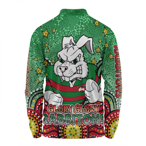 South Sydney Rabbitohs Long Sleeve Polo Shirt - Custom With Aboriginal Inspired Style Of Dot Painting Patterns  Long Sleeve Polo Shirt South Sydney Rabbitohs Long Sleeve Polo Shirt - Custom With Aboriginal Inspired Style Of Dot Painting Patterns  Long Sleeve Polo Shirt