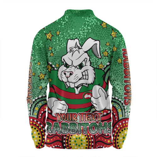 South Sydney Rabbitohs Long Sleeve Polo Shirt - Custom With Aboriginal Inspired Style Of Dot Painting Patterns  Long Sleeve Polo Shirt South Sydney Rabbitohs Long Sleeve Polo Shirt - Custom With Aboriginal Inspired Style Of Dot Painting Patterns  Long Sleeve Polo Shirt
