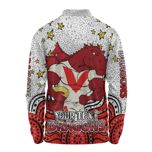 St. George Illawarra Dragons Custom Long Sleeve Polo Shirt - Custom With Aboriginal Inspired Style Of Dot Painting Patterns  Long Sleeve Polo Shirt St. George Illawarra Dragons Custom Long Sleeve Polo Shirt - Custom With Aboriginal Inspired Style Of Dot Painting Patterns  Long Sleeve Polo Shirt