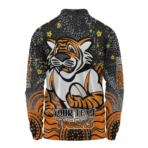 Wests Tigers Custom Long Sleeve Polo Shirt - Custom With Aboriginal Inspired Style Of Dot Painting Patterns  Long Sleeve Polo Shirt Wests Tigers Custom Long Sleeve Polo Shirt - Custom With Aboriginal Inspired Style Of Dot Painting Patterns  Long Sleeve Polo Shirt