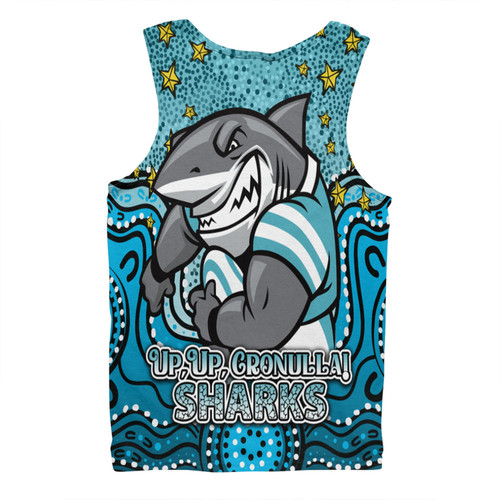 Cronulla-Sutherland Sharks Custom Men Singlet - Custom With Aboriginal Inspired Style Of Dot Painting Patterns  Men Singlet