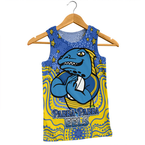 Parramatta Eels Custom Men Singlet - Custom With Aboriginal Inspired Style Of Dot Painting Patterns  Men Singlet