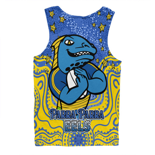 Parramatta Eels Custom Men Singlet - Custom With Aboriginal Inspired Style Of Dot Painting Patterns  Men Singlet