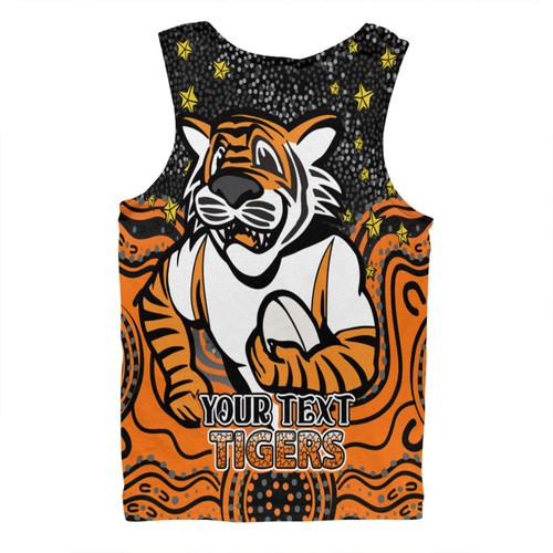 Wests Tigers Custom Men Singlet - Custom With Aboriginal Inspired Style Of Dot Painting Patterns  Men Singlet Wests Tigers Custom Men Singlet - Custom With Aboriginal Inspired Style Of Dot Painting Patterns  Men Singlet
